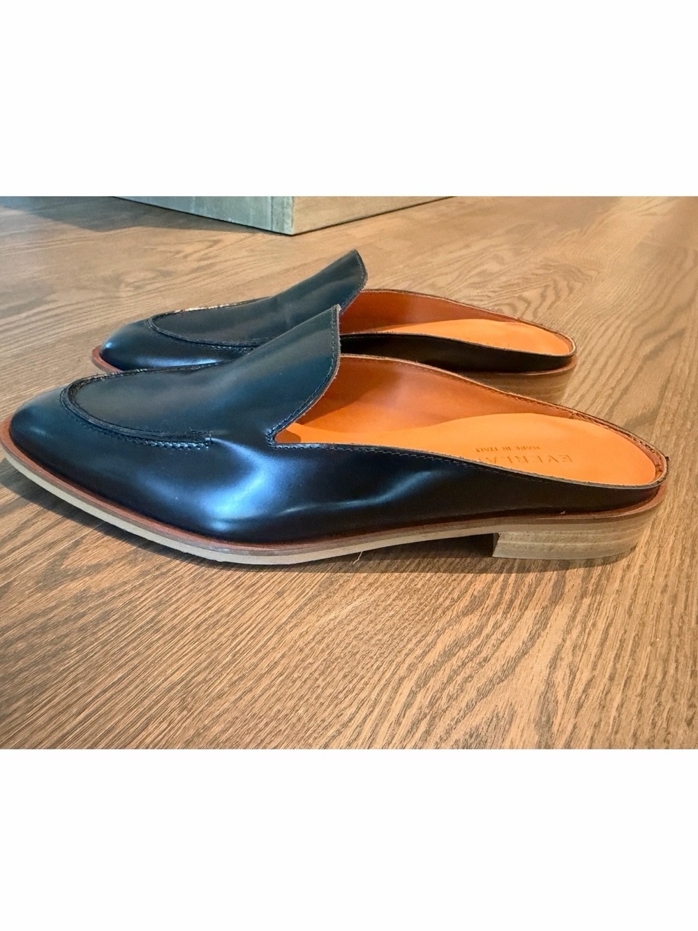 Everlane Made in Italy Black Leather Slip-On Loafers